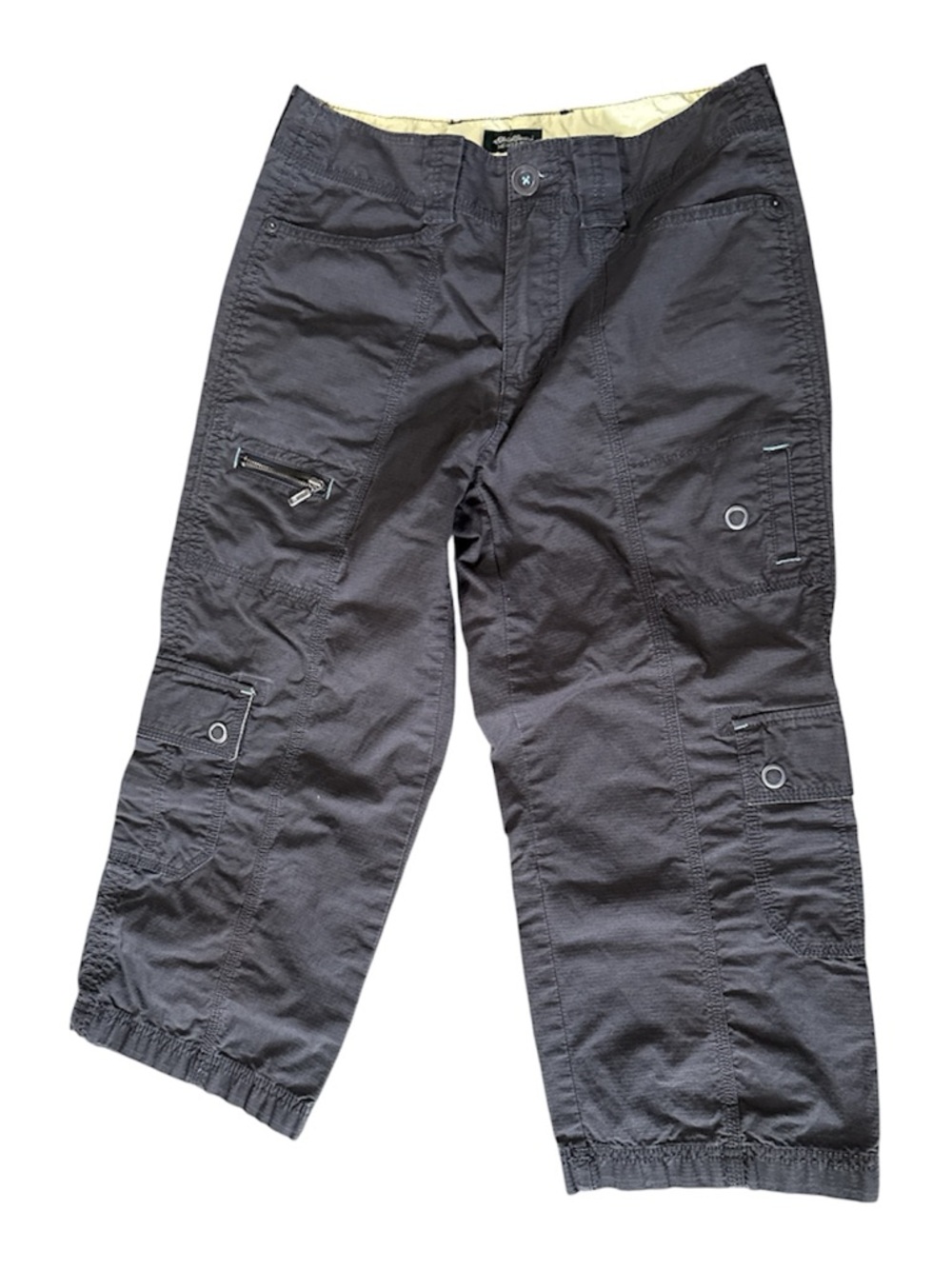 Eddie Bauer Women’s 6 Dark Gray Crop Cargo Pants Casual Utility Style Mercer Fit